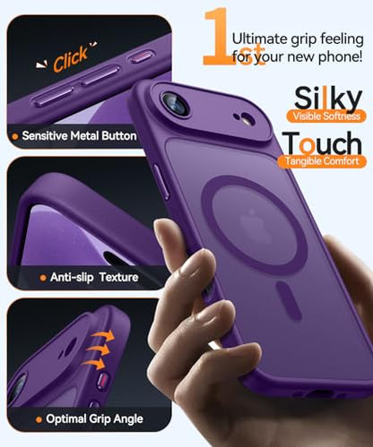 CANSHN Magnetic Compatible with iPhone Air Case(6.5 Inch), Upgraded [Full Camera Protection] [Compatible with Magsafe] [Translucent Matte] Shockproof Phone Cover for iPhone 17 Air Case,Deep Purple - color: Deep Purple, size: iPhone Air (6.9 Inch,1 Lens)