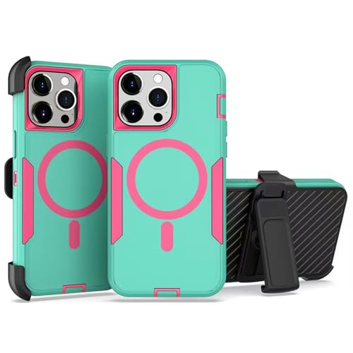Designed for iPhone 14 Pro Max Case,Green Rose | Compatible with MagSafe,Double protection,Tough Durable,Detachable back clip,Dustproof,No Fading,No Yellowing,Non-Slip - color: Green Rose, size: iPhone 14 Pro Max 6.7”
