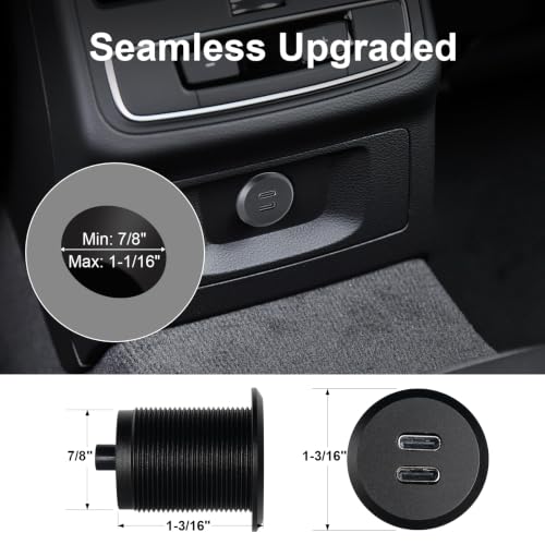 Acegoo 12V USB Outlet, 24W Dual USB-C All-Aluminum Car Charger - color: Dual PD3.0-1Pcs