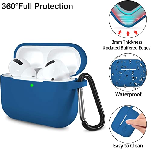 Lerobo for AirPod Pro Case, Soft Silicone Cover with Keychain, Blue - color: Blue