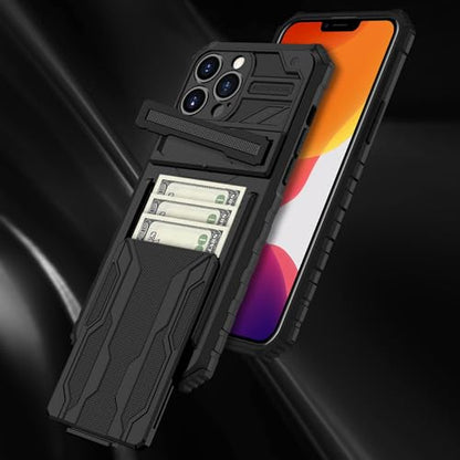 for iPhone 14 Pro Wallet Case with Card Holder, Black | Detachable Card Holder, Built-in Kickstand, with Screen Protectors, Military Grade, Full Body Shockproof - size: for iPhone 14 Pro - 6.1''