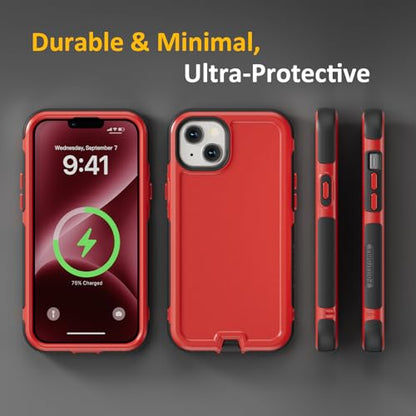 Follaroma Magnetic for iPhone 14 Plus Case, Heavy Duty Phone Cases,Red,6.7" | Compatible with MagSafe, Heavy Duty Shockproof,Military-Grade Anti-Drop Protective,Dual Layer Magnetic Protection Phone Cover - color: Red, size: iPhone 14 Plus 6.7''