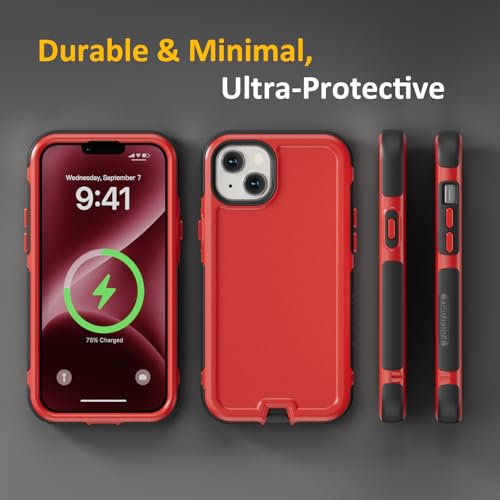 Follaroma Magnetic for iPhone 14 Case, Heavy Duty Phone Cases, Red, 6.1" | Compatible with MagSafe, Heavy Duty Shockproof,Military-Grade Anti-Drop Protective,Dual Layer Magnetic Protection Phone Cover - color: Red, size: iPhone 14 6.1''
