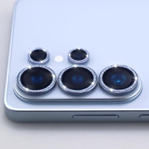 for Samsung Galaxy S26 Ultra Camera Lens Protector, Bling Glitter Metal Ring Tempered Glass Lens Cover Accessories (Sky Blue) - color: Sky Blue