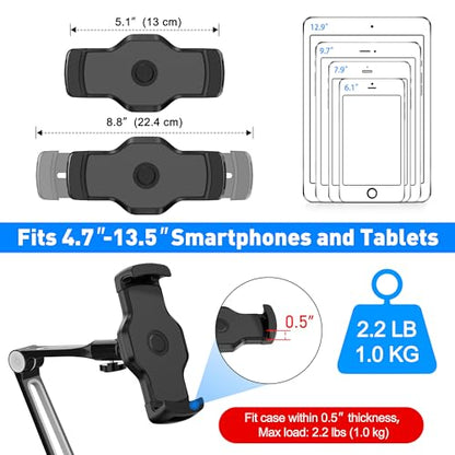 AboveTEK iPad Wall Mount, 3 in 1 Highflex 360° Under Cabinet iPads Mount for Kitchen, Tablet Celling Under Counter Holder, Kitchen Tablet Mount Fits 4.7" to 13.5" iPad, mini, Air, Surface Pro - Black - color: black
