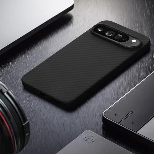 kalibri Aramid Fiber Case Compatible with Google Pixel 9 Pro - Case Super Slim Strong Protective Phone Cover - Black Matte - size: Pixel 9 Pro