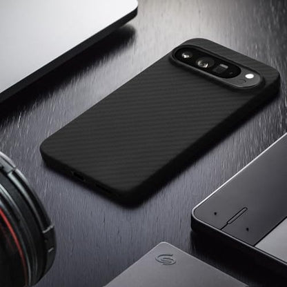 kalibri Aramid Fiber Case Compatible with Google Pixel 9 Pro - Case Super Slim Strong Protective Phone Cover - Black Matte - size: Pixel 9 Pro