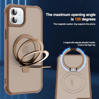 SKYLMW Compatible with iPhone 12/12 Pro Case with Stand,Desert Brown | iPhone 12 Case iPhone 12 Pro Case 6.1",Magnetic Ring Stand,Compatible with MagSafe,Military Protection,Great Grip Feeling - color: Desert Brown, size: Iphone 12 & Iphone 12 Pro