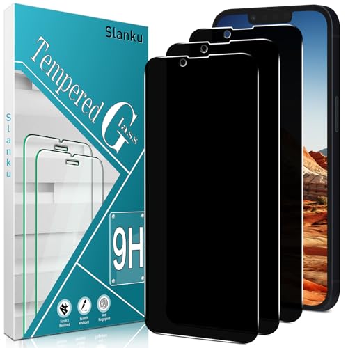 Slanku 3 Pack Privacy Screen Protector for iPhone 14 Tempered Glass Film