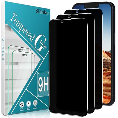 Slanku 3 Pack Privacy Screen Protector for iPhone 14 Tempered Glass Film