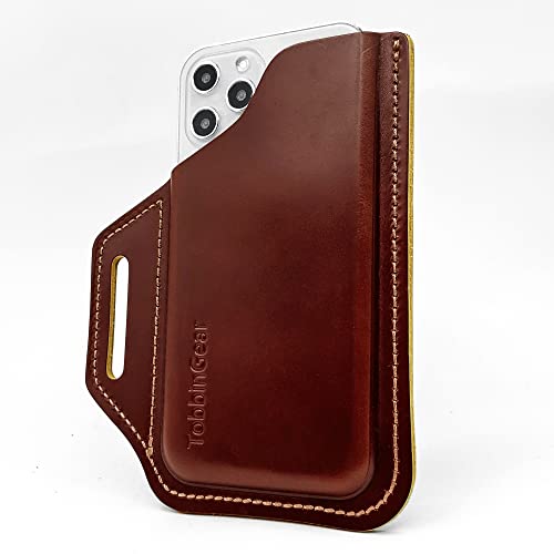 TobbinGear Leather Belt Phone Pouch, Leather Cell Phone Holster, Universal Phone Case with Belt Loops, for Men and Women Coffee - color: Loops - Coffee, size: M - Right Handed