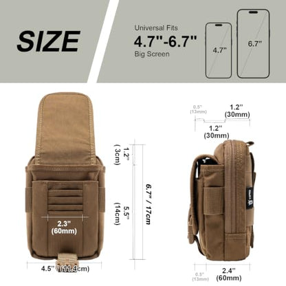 TSPRO MOLLE Phone Pouch, Tactical Smartphone Holder Belt Carry Outdoor - color: Black