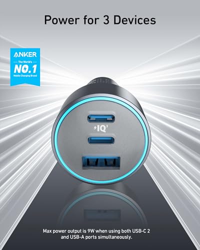 Anker 535 67W 3-Port Compact PowerIQ 3.0 USB C Car Charger