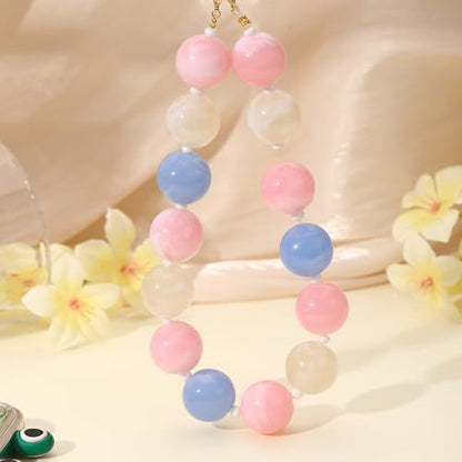 Marble Beaded Phone Wrist Strap Colorful Phones Charm Anti Theft Phones Chain Detachable Hand-Free Y2k Tops - color: Colorful3