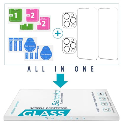 2+2 Pack Screen Protector for iPhone 14 Pro Max Tempered Glass - size: (Standard)iPhone 14 Pro Max 6.7 Inch