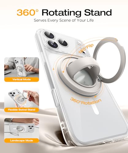 Magnetic Phone Grip, 360° Rotation & 180° Flip Universal Phone Ring Stand, Silicone Phone Ring Holder for Back of Phone for iPhone 17/16/15/14/13/12 Pro Max/Plus, Stone - color: Stone