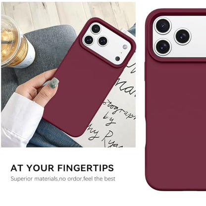 GUAGUA Compatible with iPhone 17 Pro Max Case 6.9 Inch Liquid Silicone Soft Gel Rubber Slim Thin Microfiber Lining Cushion Texture Cover Shockproof Protective Phone Case for iPhone 17 Pro Max,Wine Red - color: Wine Red, size: iPhone 17 Pro Max