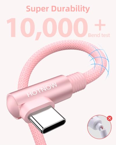 Right Angle USB C to USB C Cable 1FT 3Pack 65w - color: Pink, size: 1FT