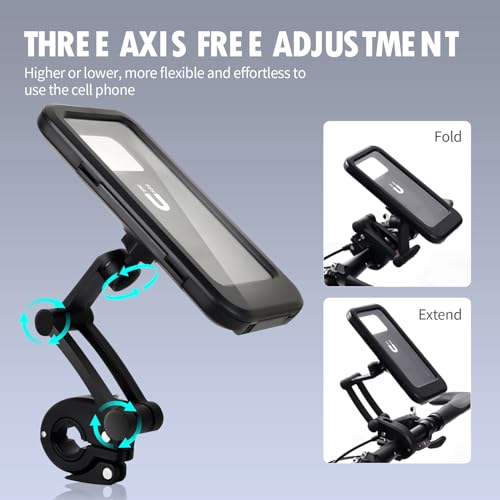 Waterproof Bike Phone Mount Touch-Screen Bicycle Phone Holder | Universal Waterproof Cell Phone Bag 360°Rotatable Motorcycle Scooter ATV MTB Phone Mount Holder for 4.7-6.8" Phones