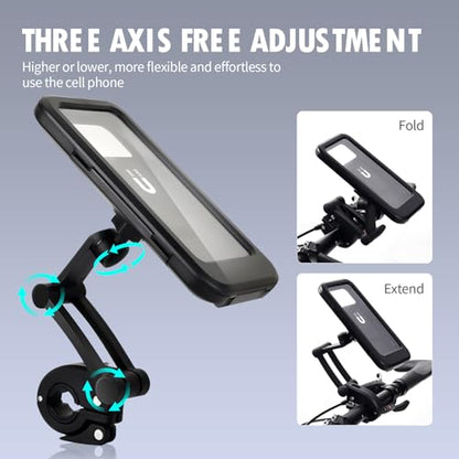 Waterproof Bike Phone Mount Touch-Screen Bicycle Phone Holder | Universal Waterproof Cell Phone Bag 360°Rotatable Motorcycle Scooter ATV MTB Phone Mount Holder for 4.7-6.8" Phones