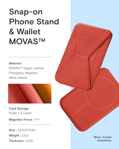 MOFT Magnetic Wallet Stand Compatible with iPhone 18/17/16/15/14/13 Series, Angle Adjustment Magsafe Compatible MOVAS Phone Stand - color: Sunset, size: Standard