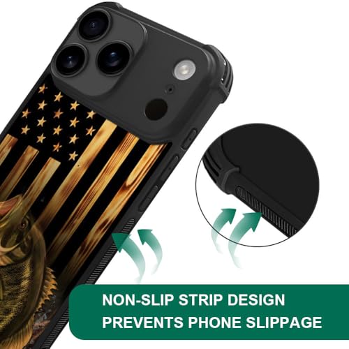 DJSOK Case for iPhone 17 Pro,Compatible with MagSafe,Anti-Scratch Shockproof Case,Wood American Flag Fish - color: Wood American Flag Fish, size: IPhone 17 Pro