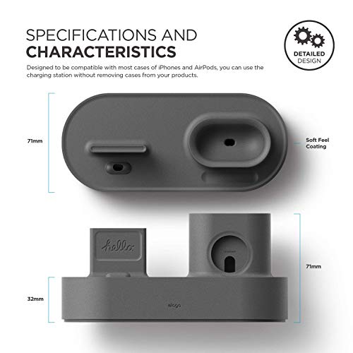elago 3 in 1 Charging Station for iPhone, AirPods, Apple Watch - color: Dark Grey