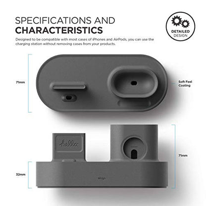 elago 3 in 1 Charging Station for iPhone, AirPods, Apple Watch - color: Dark Grey