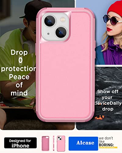 AICase Heavy Duty 3-Layer Rugged Case for iPhone 13/iPhone 14, Military Grade Drop Proof, Dust Proof, Pink - color: Pink Case