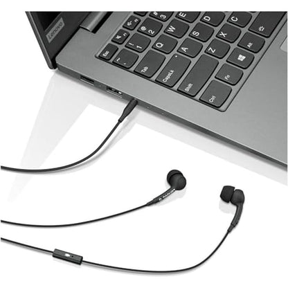 Lenovo 100 in-Ear Headphone, Wired, Microphone, Noise Isolating, 3 Ear Cup Sizes, Windows, Mac, Android, GXD0S50936, Black - color: Black, style: AUX