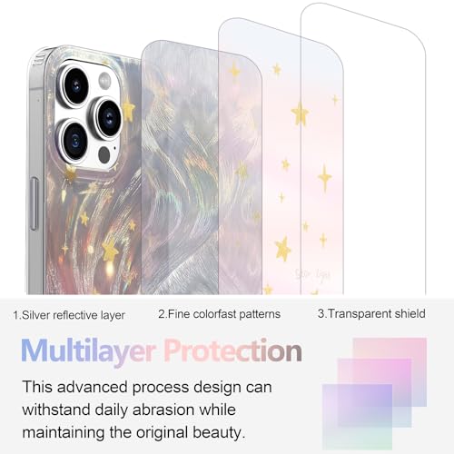 I-MGAE-IN-AR Phone Hard Case Compatible with iPhone 12 & iPhone 12 Pro, Slim Holographic Shiny Fade Star Women Girls, Hard PC Shockproof Protective Design, Pink, Stars - color: Fade Star, size: iPhone 12/12 Pro