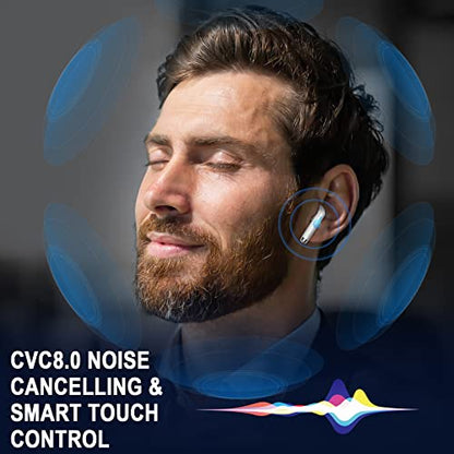 Wireless Earbuds, Bluetooth 5.4 Ear Buds, LED Power Display, 6D Bass Stereo - color: Pearl White