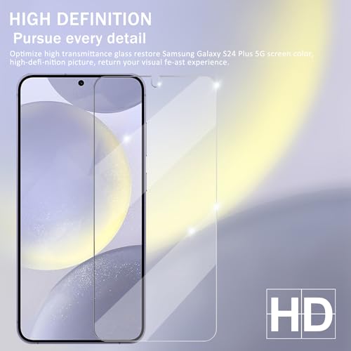 Galaxy S24 Plus Screen Protector + Camera Lens Protector, [2 +2 Pack] [Ultrasonic Fingerprint Unlock] Full Coverage Tempered Glass Screen Protector For Samsung Galaxy S24 Plus - size: Galaxy S24 Plus
