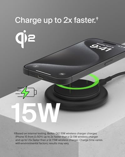 Belkin Qi2 15W Magnetic Wireless Charging Pad, Non-Slip Base (2 Pack) - style: 2-Pack No Power Supply