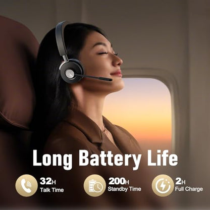 Active Noise Cancelling Headset, Wireless Hybrid ANC Headset, Bluetooth 5.2