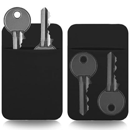 Key Holder Wallet, 2PCS Key Sleeve, Stretchy Keys Organizer Slim Card Holder Back of Phone (Black)