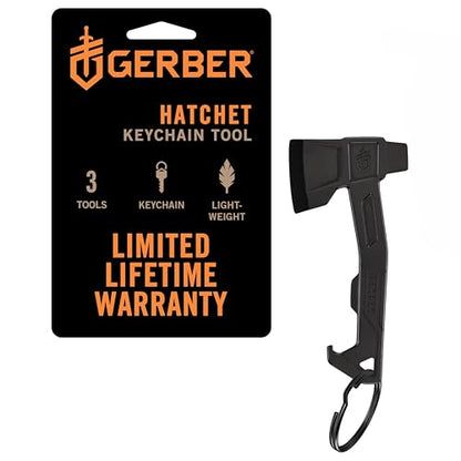 Gerber Gear Hatchet Keychain 3-in-1 Multitool, Clips to Pocket or Keychain with Bottle Opener, Flathead Driver, Package Opener, EDC Gear for Everyday Carry - color: Black