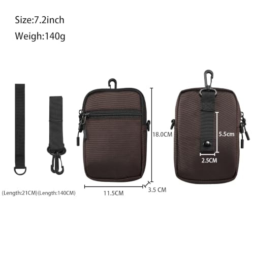 Multi-Functional Cell Phone Belt Holster, Water Repellent Nylon Crossbody Waist Bag Fits 7.2 Inch Phones, 4 Ways Wear Shoulder Hand Wrist Carry Pouch for Outdoor Travel Hiking(Brown) - color: Brown