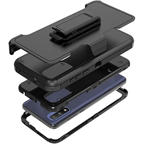 Compatible with Motorola G Pure/Moto G Power 2022 Case, Heavy Duty Rugged Shockproof Full Body Protection Kickstand Case with Belt Clip Holster for Motorola G Pure 6.5 inch Phone (Black) - color: Black