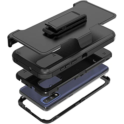 Compatible with Motorola G Pure/Moto G Power 2022 Case, Heavy Duty Rugged Shockproof Full Body Protection Kickstand Case with Belt Clip Holster for Motorola G Pure 6.5 inch Phone (Black) - color: Black