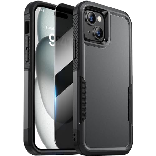 Diaclara Designed for iPhone 15 Case, [with Privacy Screen Protector] [Anti Spy] [Military Grade Drop Protection] Heavy Duty Full-Body Shockproof Phone Case, Black - color: Black, size: iPhone 15 6.1"