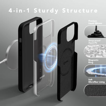 GONEZ Magnetic for iPhone 13/14 Case, Silicone Cover Black - color: Black, size: Iphone 13 /Iphone 14
