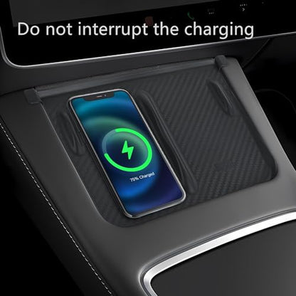 Frani Wireless Charging Pad Cover for 21-23 Model 3 & 21-24 Model Y - color: Black, size: Model 3(2021-2023);Model Y(2021-2025)