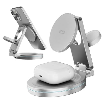 GEARit 3-in-1 Wireless Charging Station - Magsafe Compatible Charger Stand for Phone, Watch, Earbuds iPhone 14, 15, 16, 16 Pro, Pro Max, Apple Watch, Airpods, Samsung Galaxy and Multiple Devices