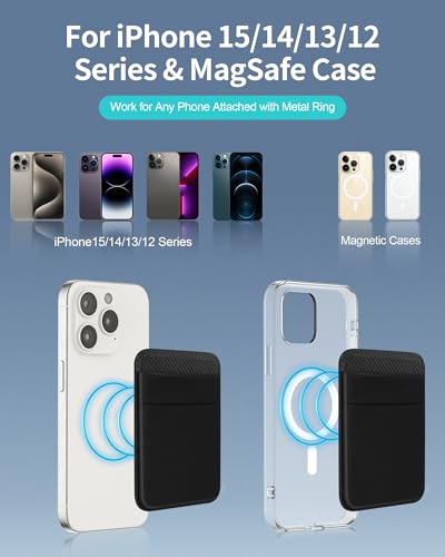 Senose Magnetic Wallet Compatible for Magsafe, Magnet Phone Wallet | Stretchy Fabric, Card Holder for Back of Phone Compatible for iPhone 1716/15/14/13/12 Mini/Plus/Pro/Pro Max - color: Black 01