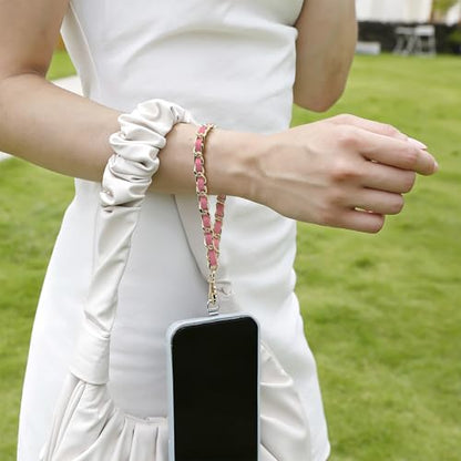TENOC Universal Metal Phone Wrist Strap/Crossbody Chain - color: W-pink