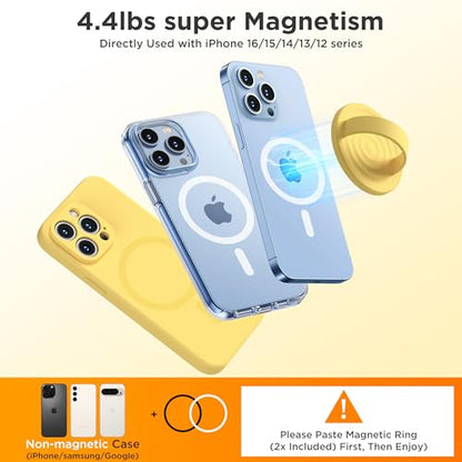 Upgraded Magnetic Phone Grip, Liquid Silicone Soft and Portable, Removable Finger Loop Ring Grip Holder for iPhone, Strong Magnetic Attraction, Compatible with MagSafe Phone Case, Yellow - color: Yellow
