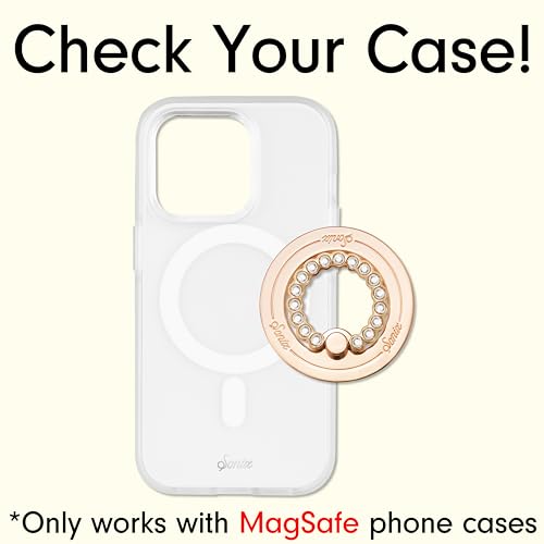 Sonix Magnetic Phone Grip and Phone Ring Holder - Compatible with MagSafe - Rotatable Kickstand and Phone Holder for iPhone 17, 16, 15, 14, 13, 12 Series - Gold/Clear Rhinestone - color: Gold / Clear Rhinestone