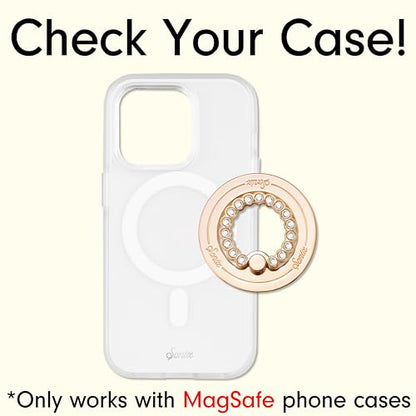 Sonix Magnetic Phone Grip and Phone Ring Holder - Compatible with MagSafe - Rotatable Kickstand and Phone Holder for iPhone 17, 16, 15, 14, 13, 12 Series - Gold/Clear Rhinestone - color: Gold / Clear Rhinestone