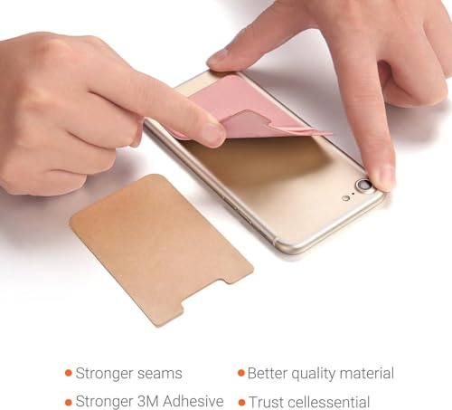 Cell Phone Pocket Self Adhesive Card Holder Stick On Wallet Sleeve with Adhesive RFID Card ID Credit Card ATM Card Holder storage for Phone Android (Pink)